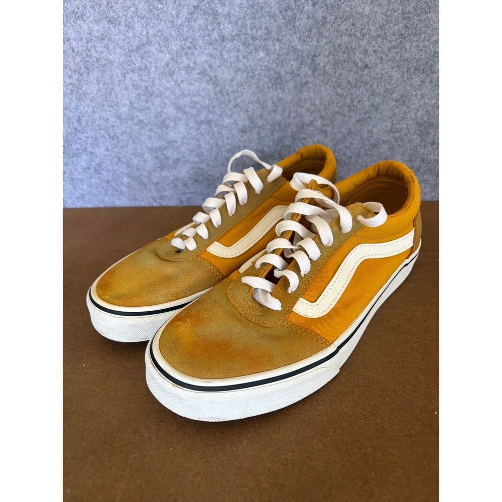 Vans Ward Low TopSneakers MustardYellow SuedeCanvas SkateShoes Men 10 Women 11.5